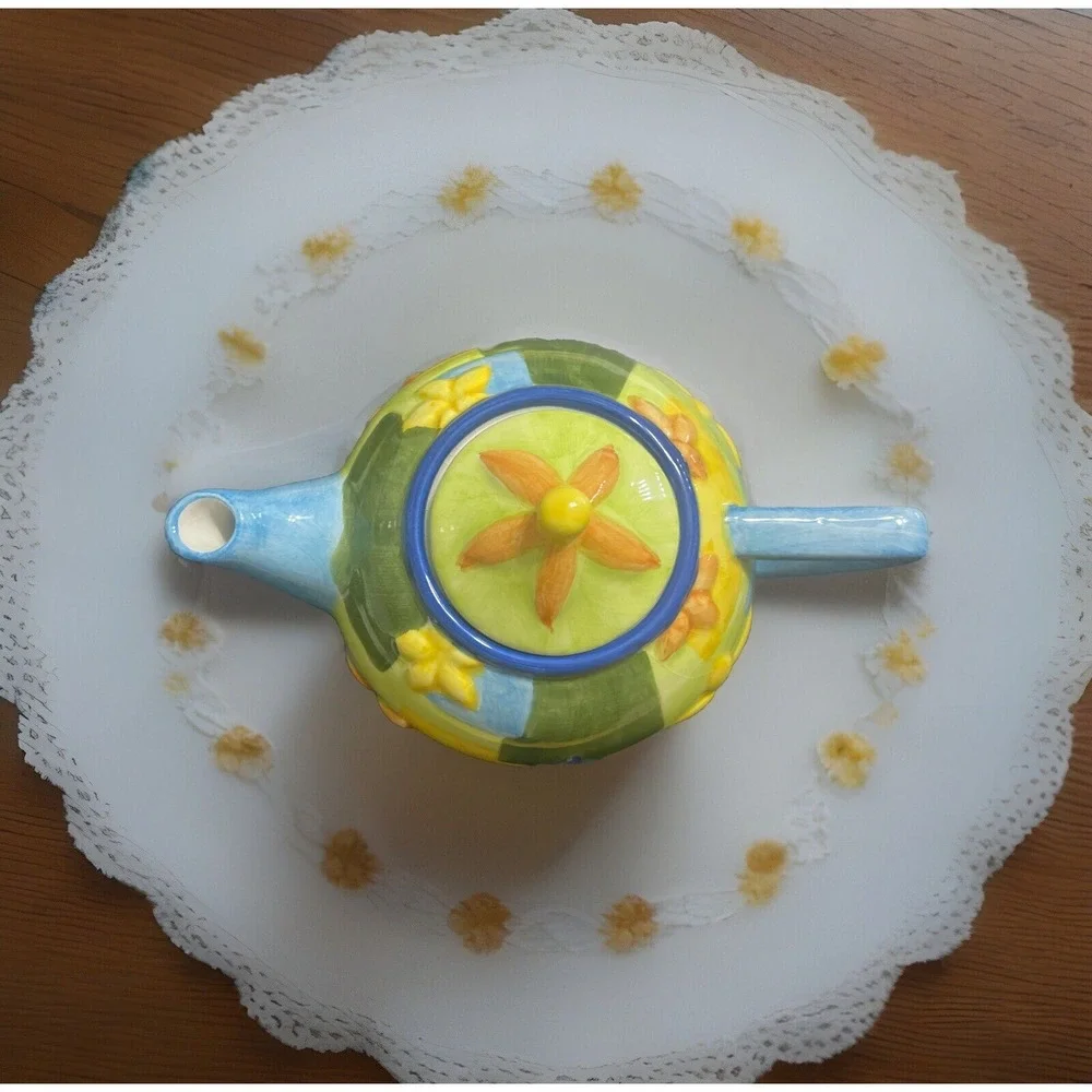 Vintage Oneida Kitchen Country Bouquet Miniature China Teapot MODERN FLORAL